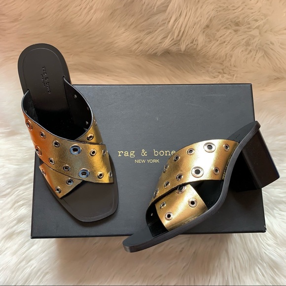 rag & bone Shoes - New! RAG & BONE Metallic Grommet Mules